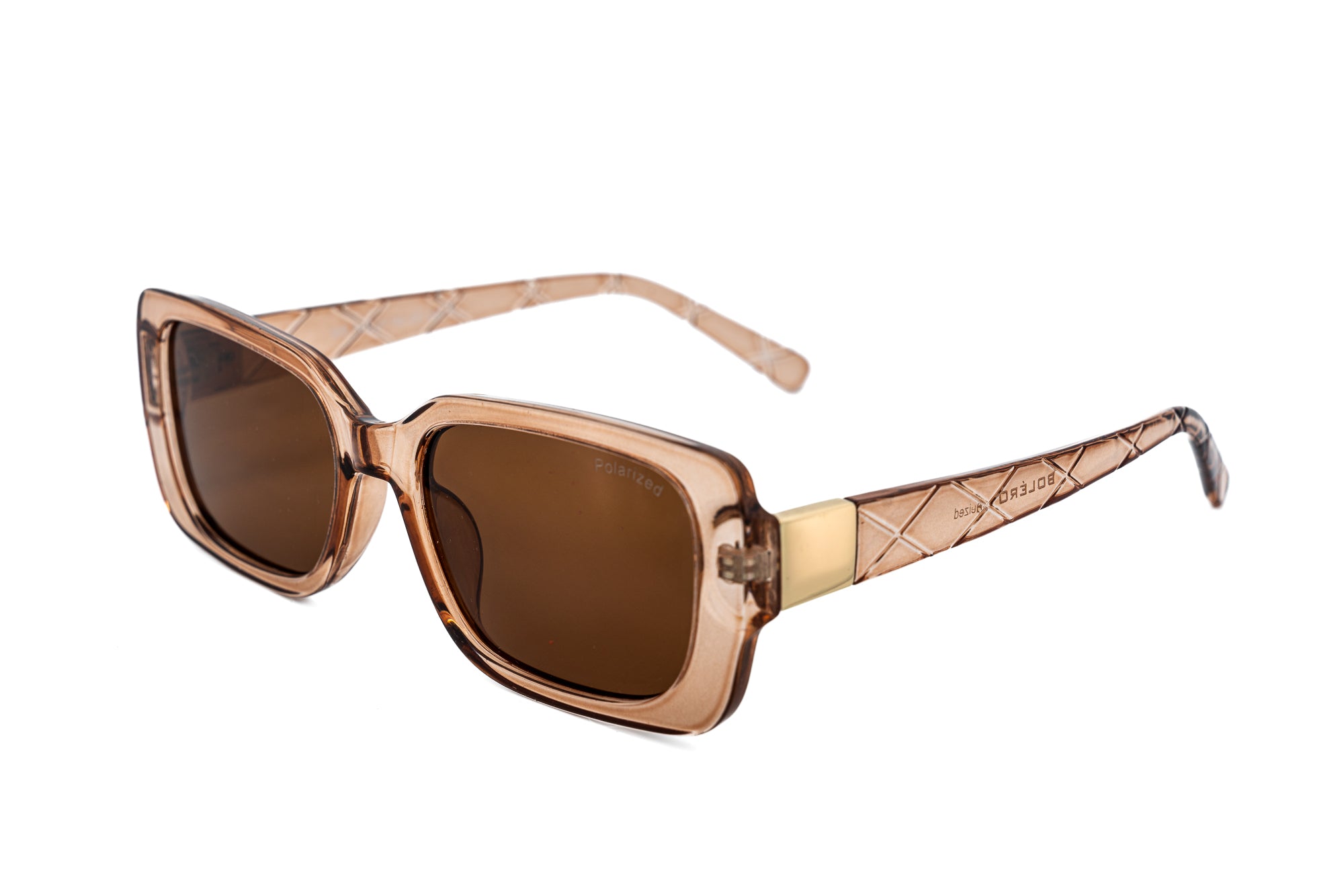 Odette by Bolero Eyewear  fashion sunglasses with gold-accent temples and polarized UV protection lenses