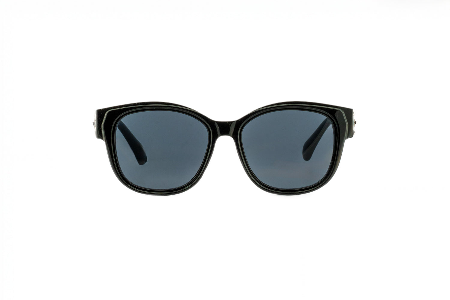 Rain by Boléro Eyewear black square sunglasses with smoke lenses front angle view