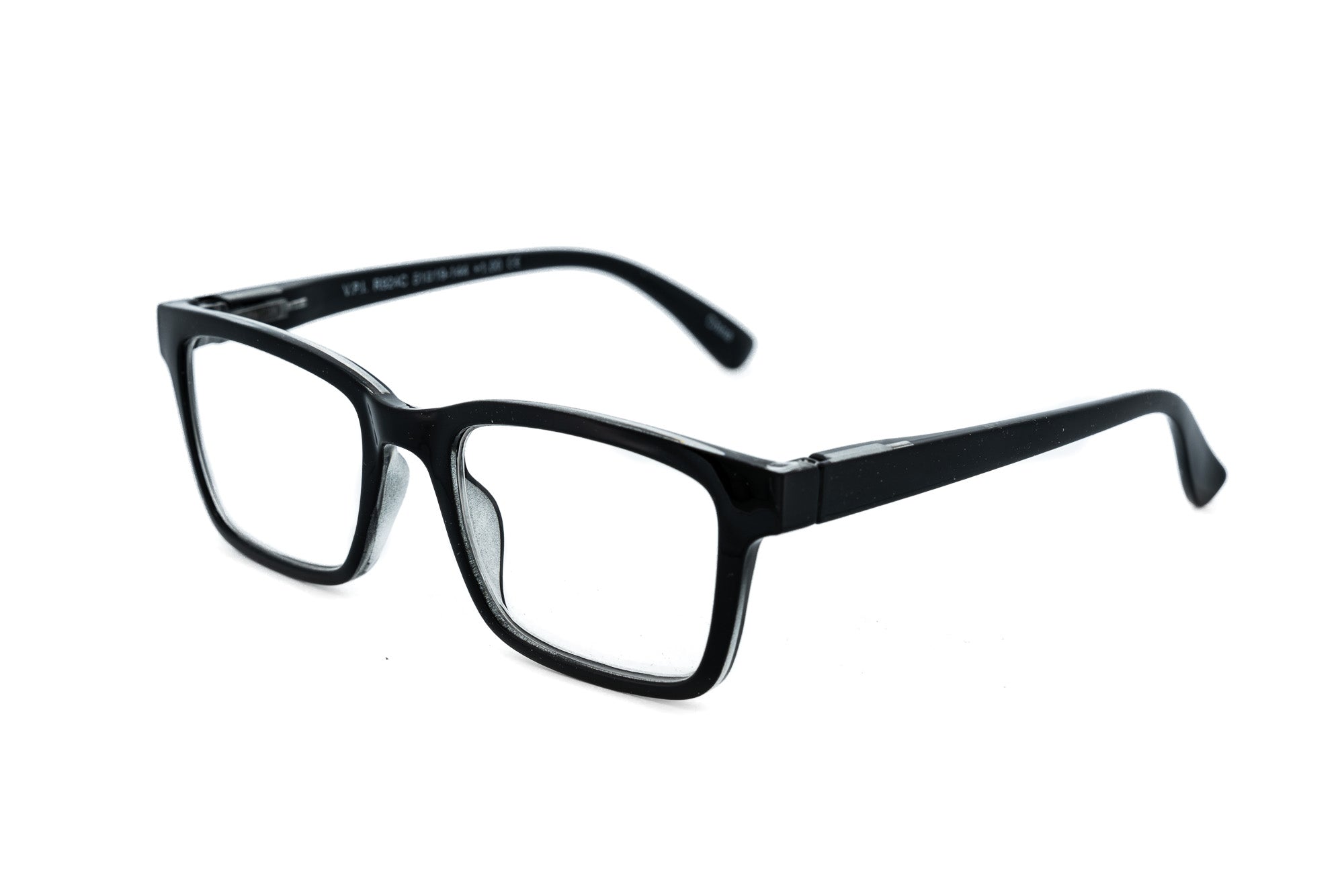 Ravari black rectangular reading glasses with smooth acetate frame