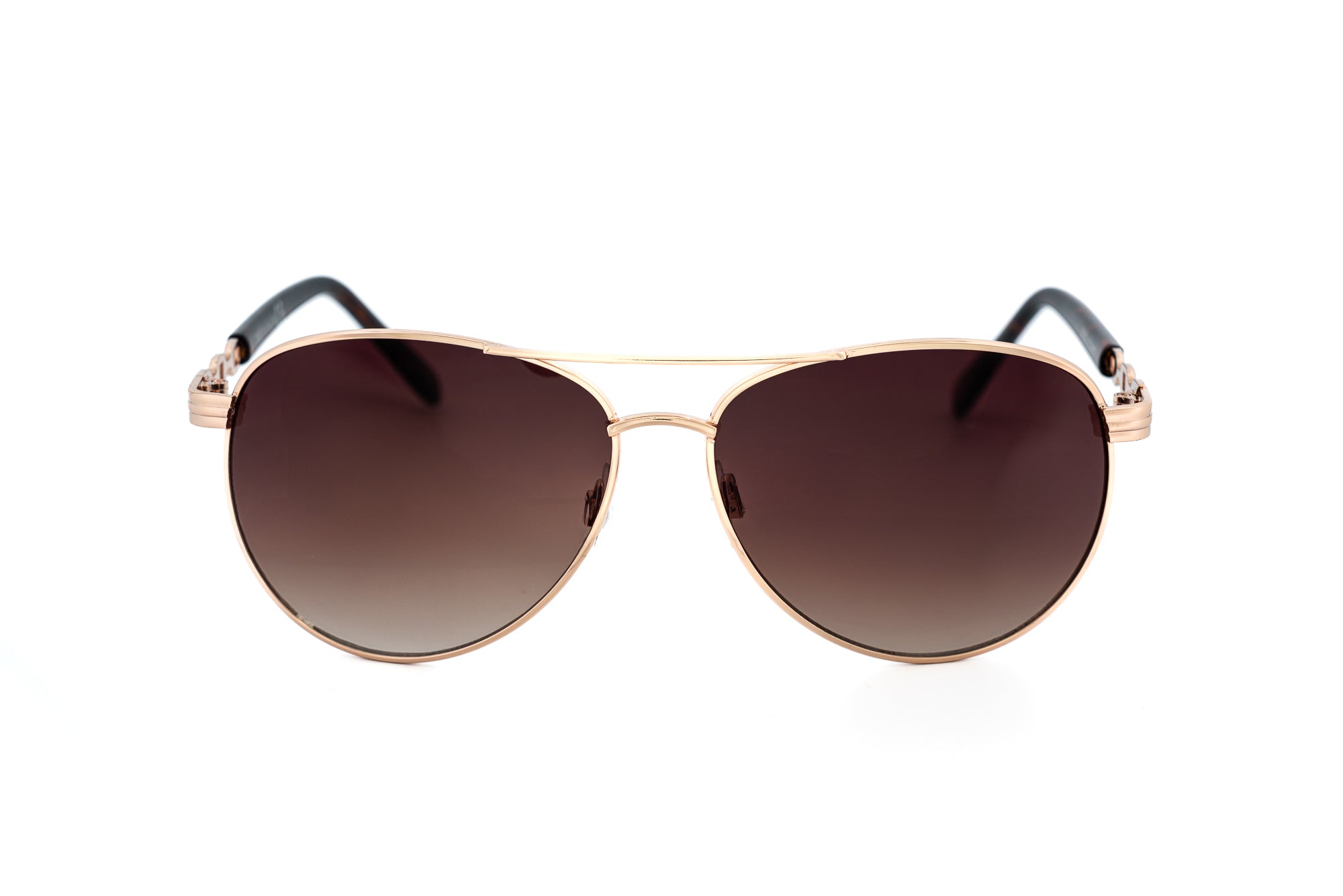 Riviera by Bolero Eyewear gold aviator sunglasses with smoke gradient lenses side angle view