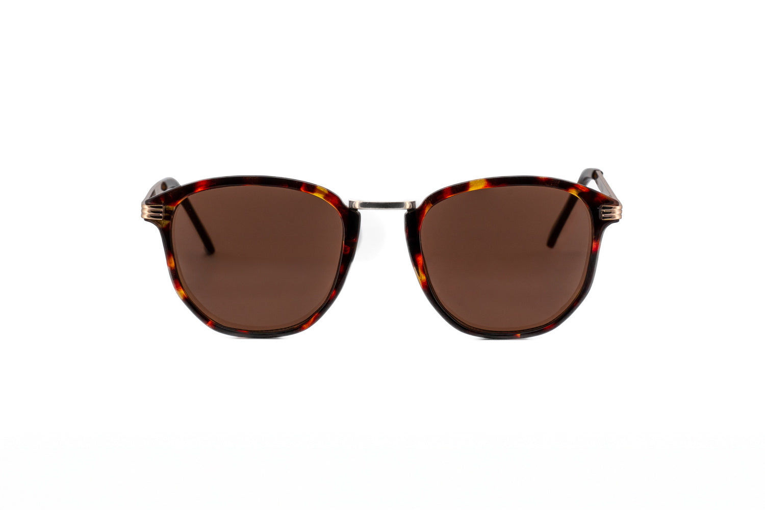 Roan tortoise metal-accent square sunglasses with brown UV lenses by Bolero Eyewear front angle view