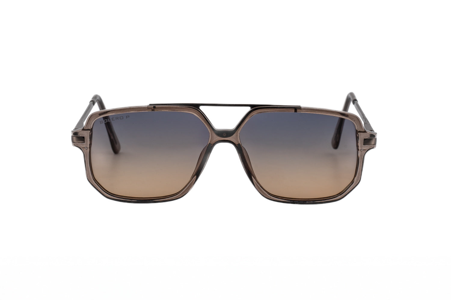 Sable oversized sunglasses in clear gray with clear tinge polarized lense front angle view