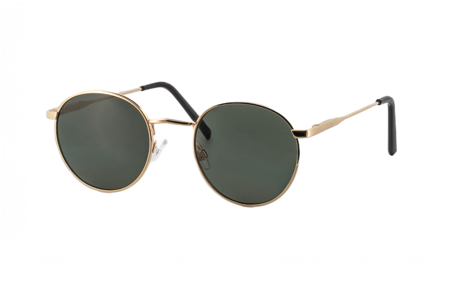 Sage gold round metal frame sunglasses with green smoke UV lenses premium eyewear