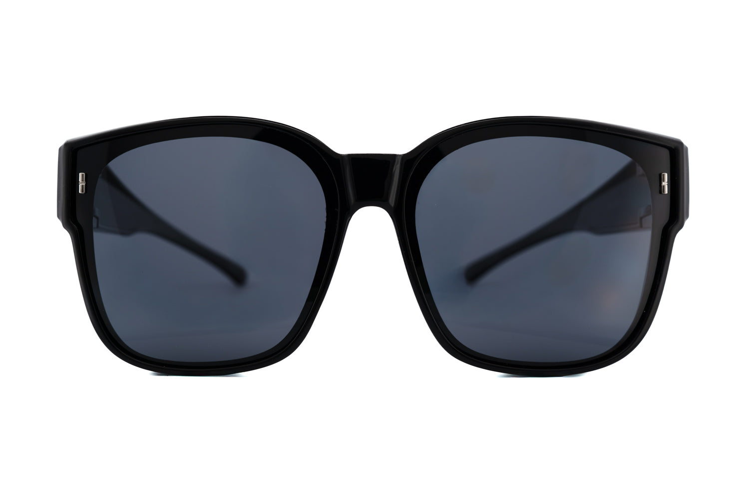 Savaya by Boléro Eyewear overspec rectangular sunglasses black frame with lens smoke front view angle