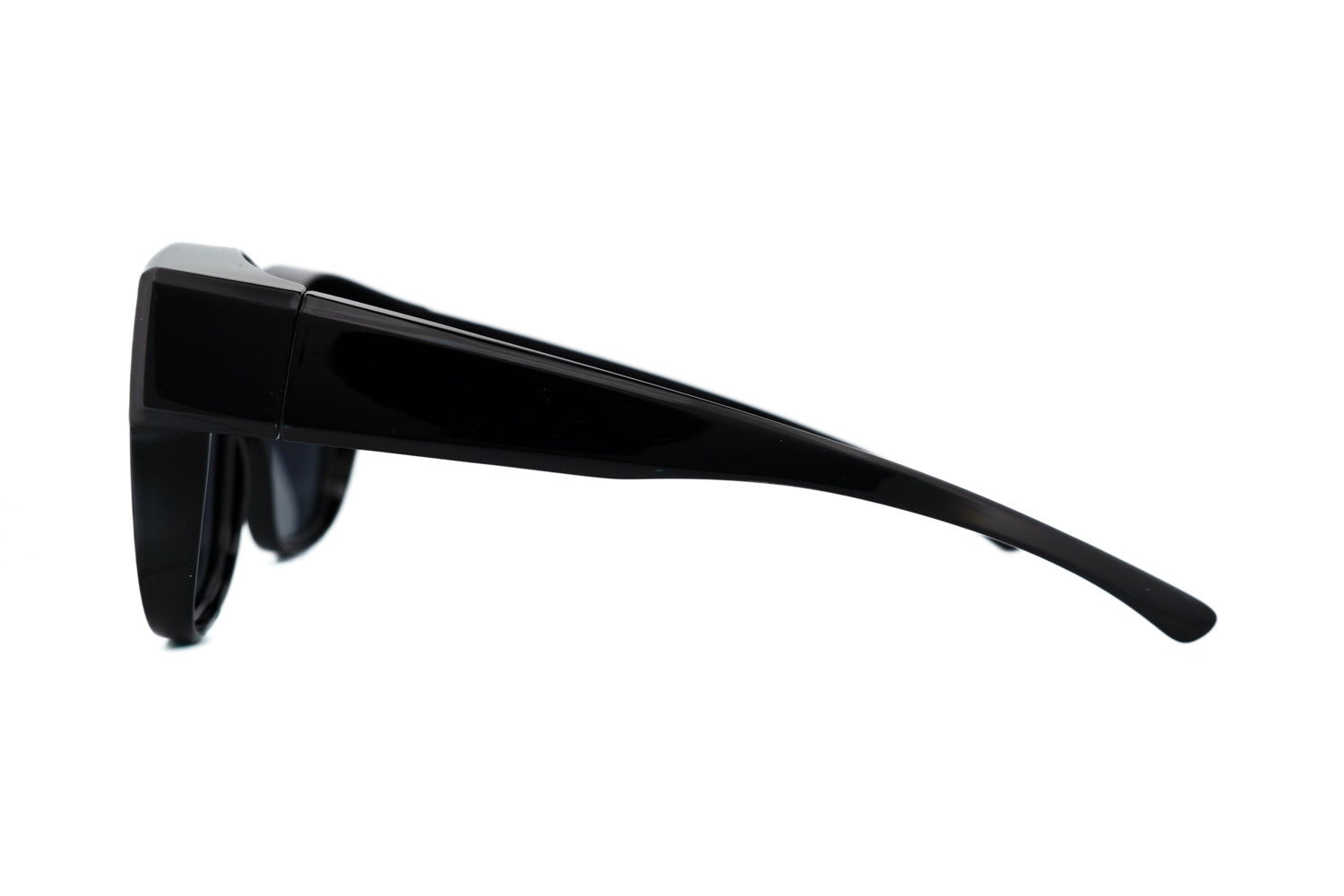 Savaya by Boléro Eyewear overspec rectangular sunglasses black frame with lens smoke side angle view