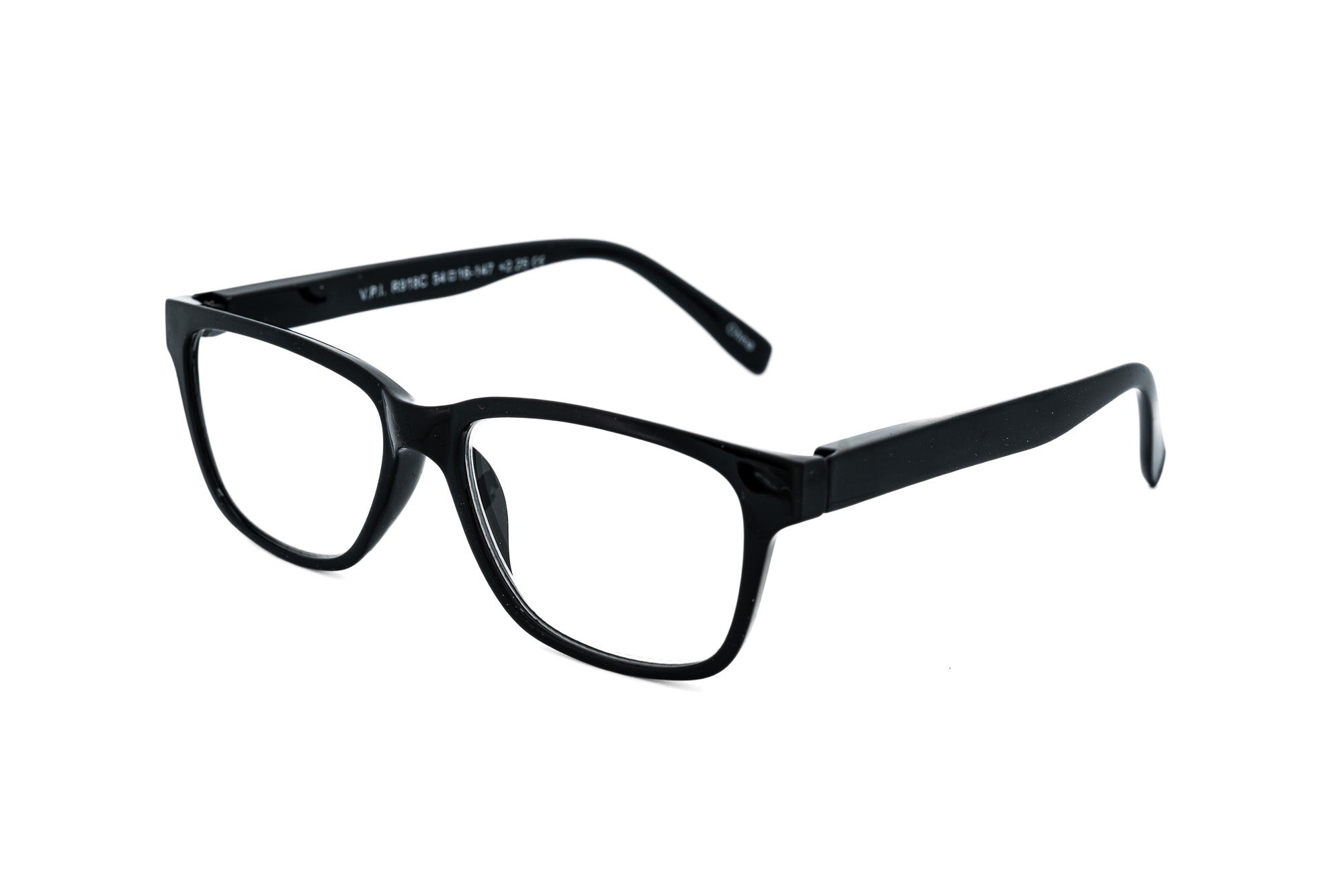 Silvano black rectangular reading glasses with lightweight polycarbonate frame and slim temples