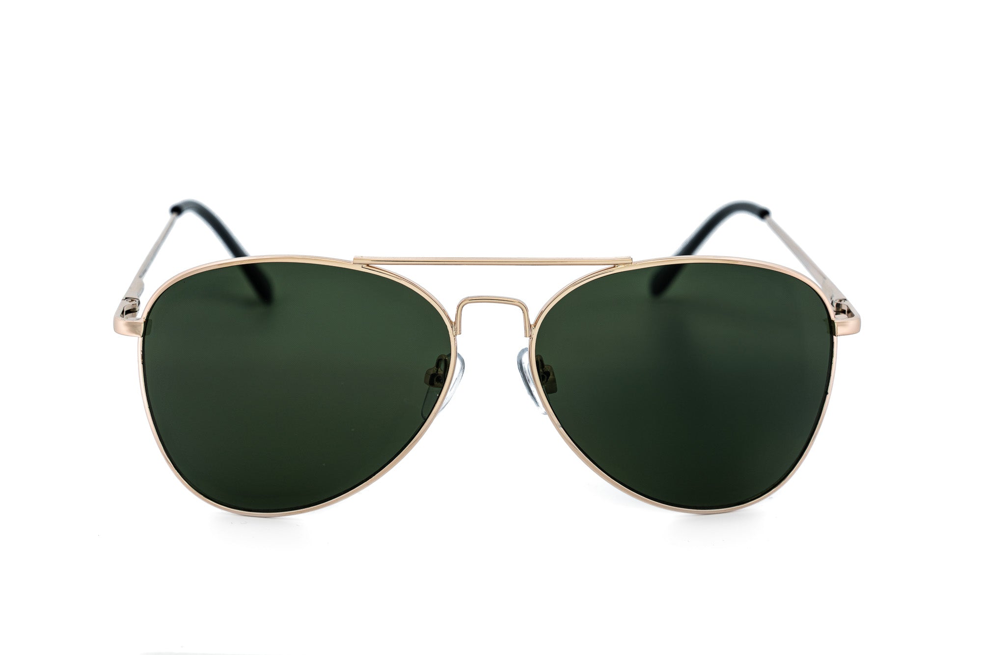Solenza  by Bolero Eyewear gold metal aviator sunglasses with UV-protective lenses front angle view