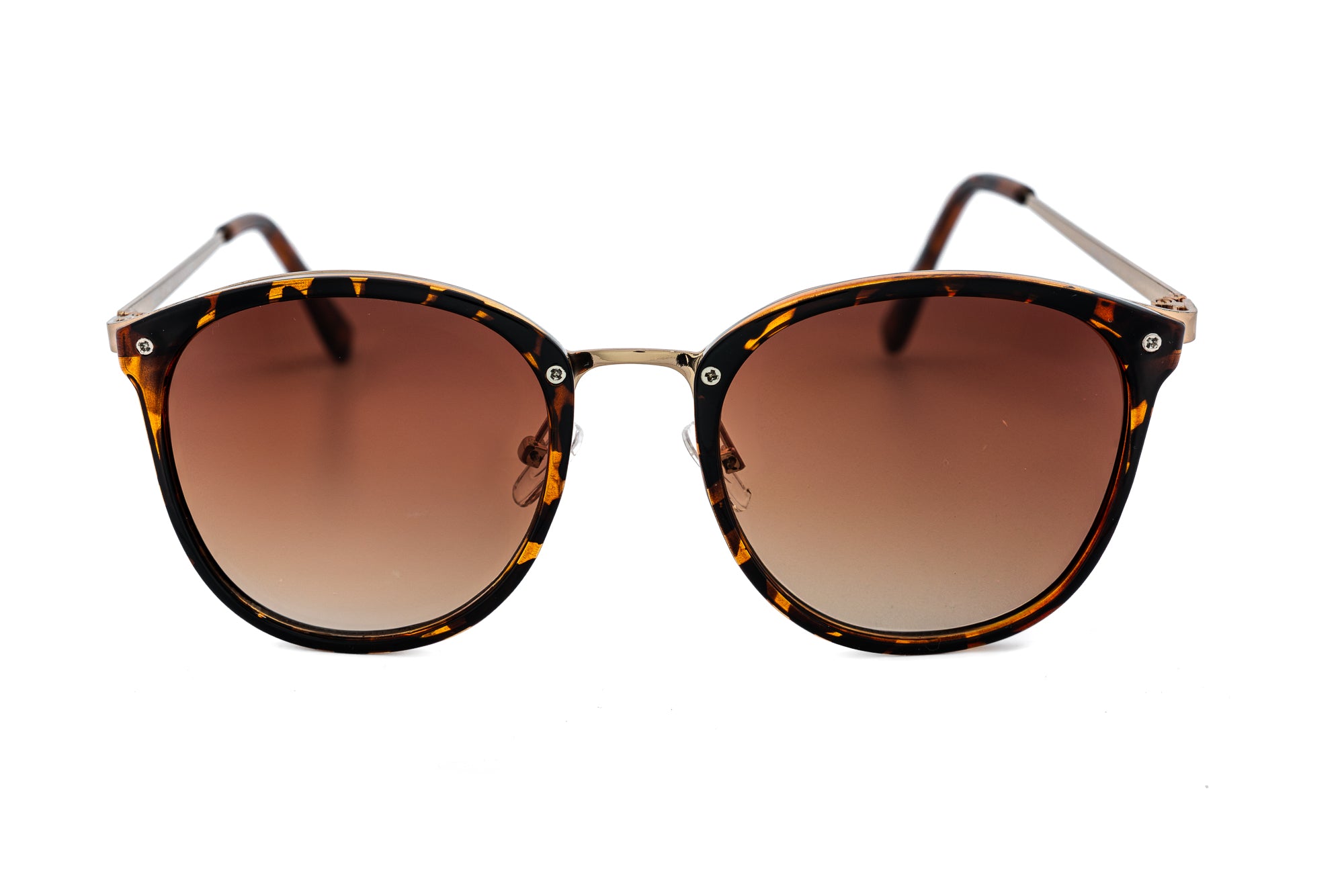 Soraya by Bolero Eyewear women’s sunglasses in tortoise frame with brown gradient lenses front angle view