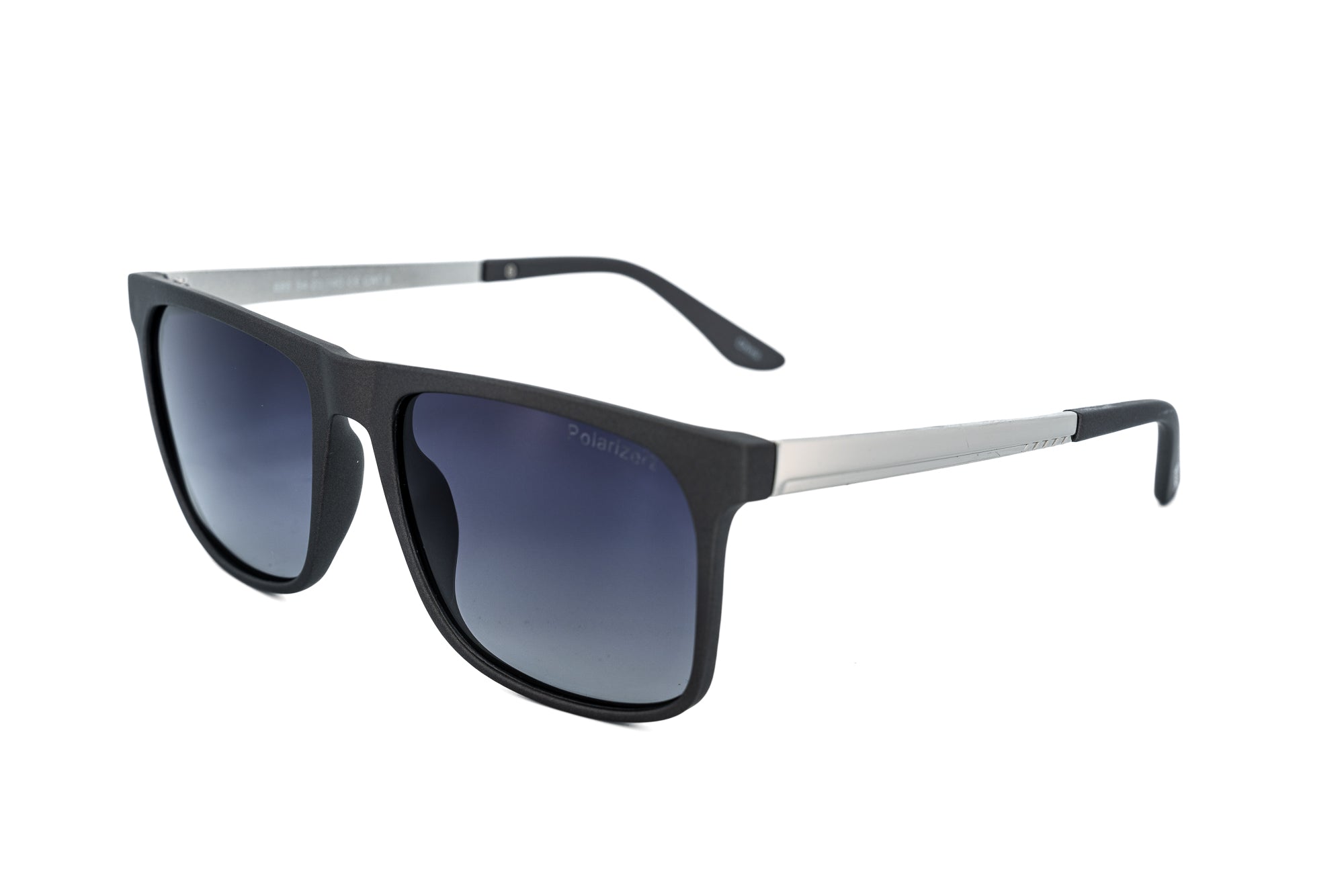 Soren polarized square sunglasses with lightweight black frame and silver metal arms