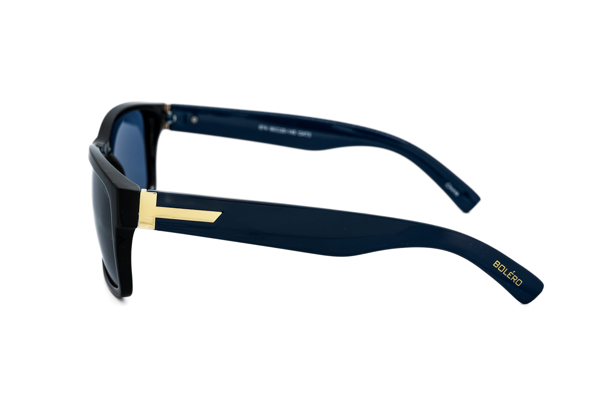Strade by Bolero Eyewear polarized blue athletic sunglasses with lightweight frame side angle view