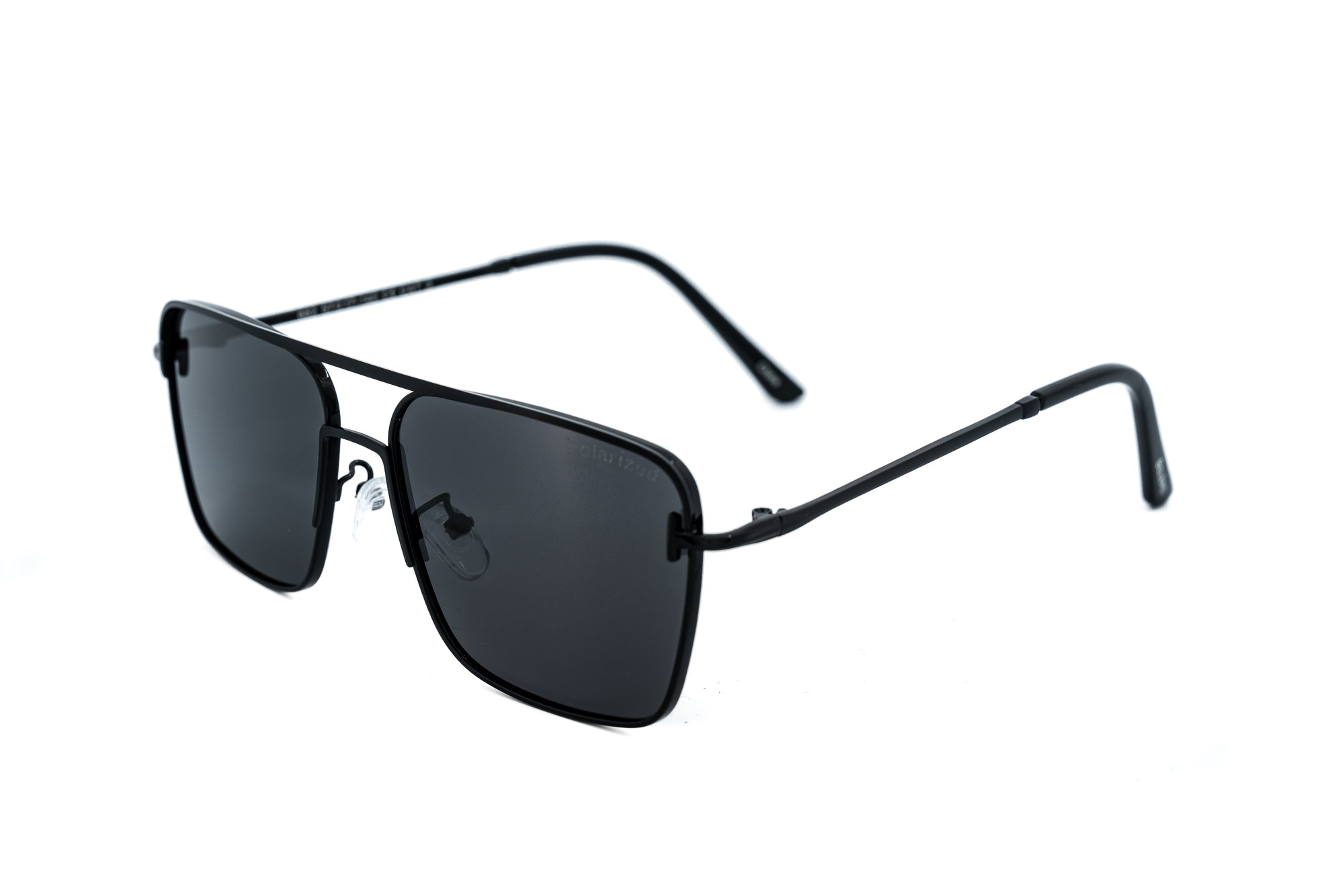 Stravos by Bolero Eyewear black square aviator sunglasses with polarized lenses and lightweight metal frame