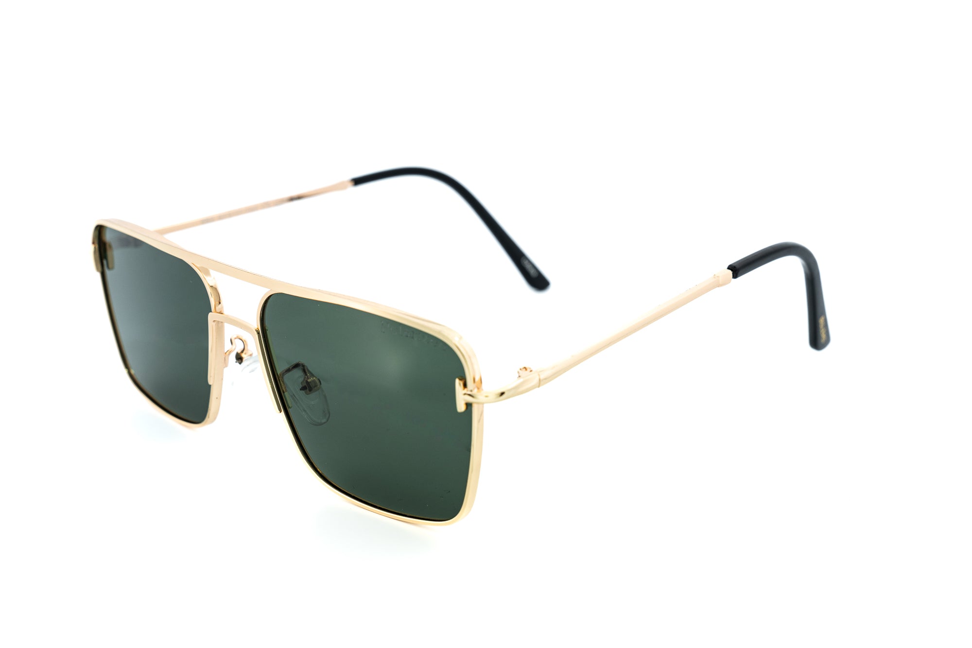 Stravos gold metal square aviator sunglasses with polarized G15 UV lenses