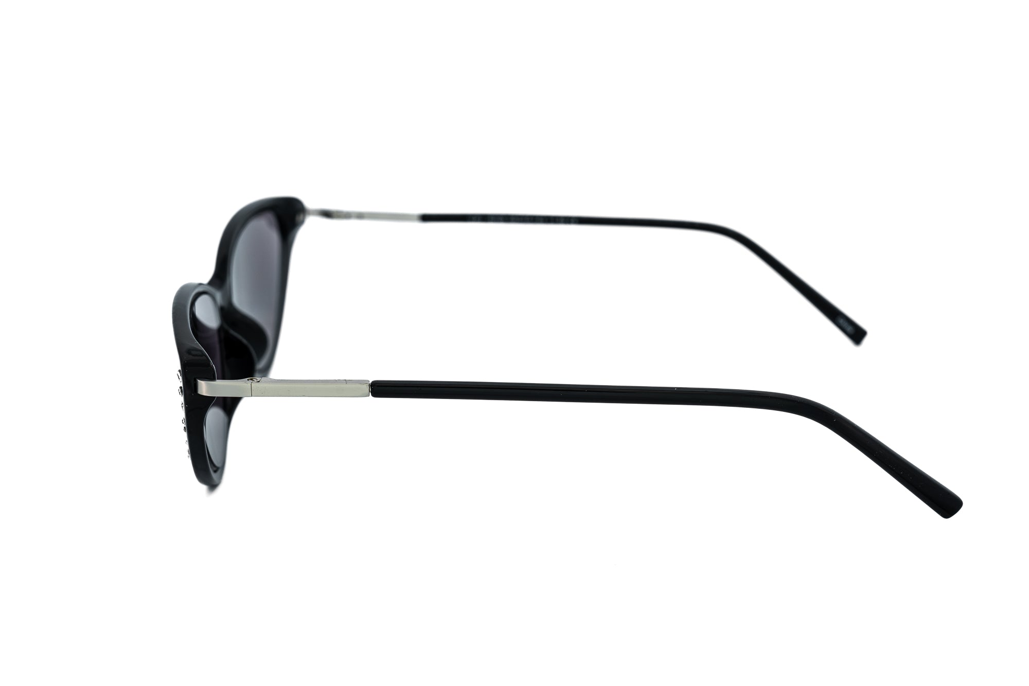 Sylvaya by Bolero Eyewear black retro cat-eye sun readers with crystal accents side angle view