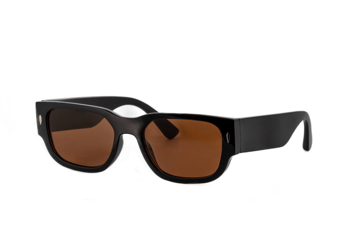 Tatum by Bolero Eyewear rectangular black sunglasses with brown UV lenses