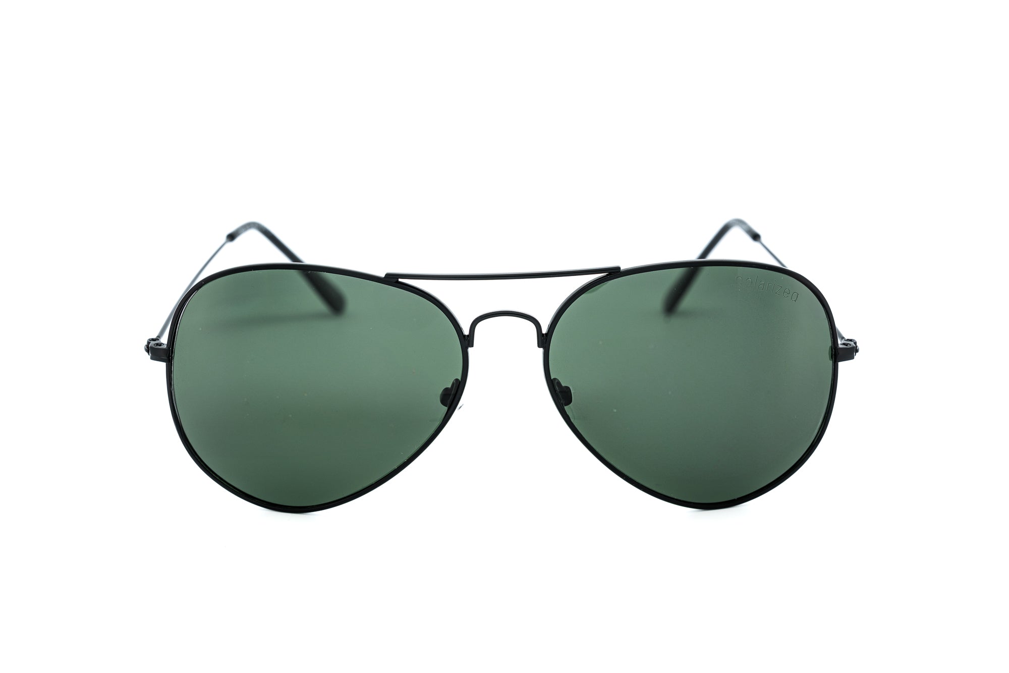 Thurston by Bolero Eyewear Black aviator sunglasses with polarized G15 lenses by Bolero Eyewear front angle view