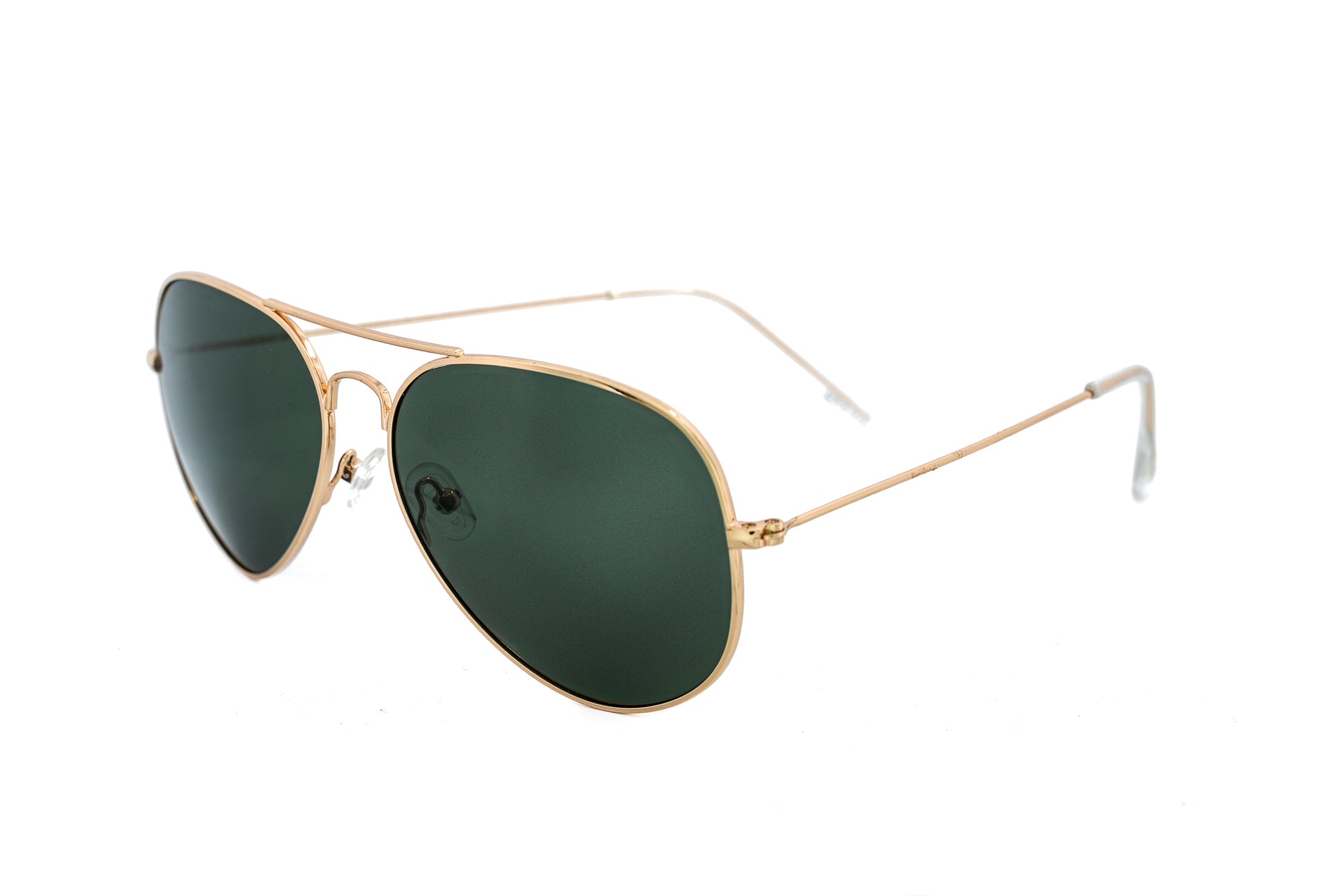 Thurston by Bolero Eyewear Gold frame aviator sunglasses with polarized green lenses