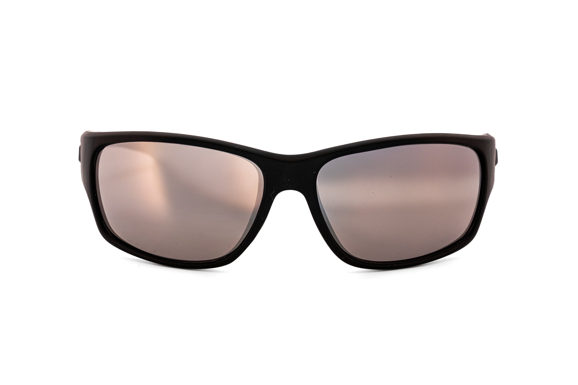 Titanium by Bolero Eyewear black wraparound sport sunglasses with silver mirror UV lenses front angle view