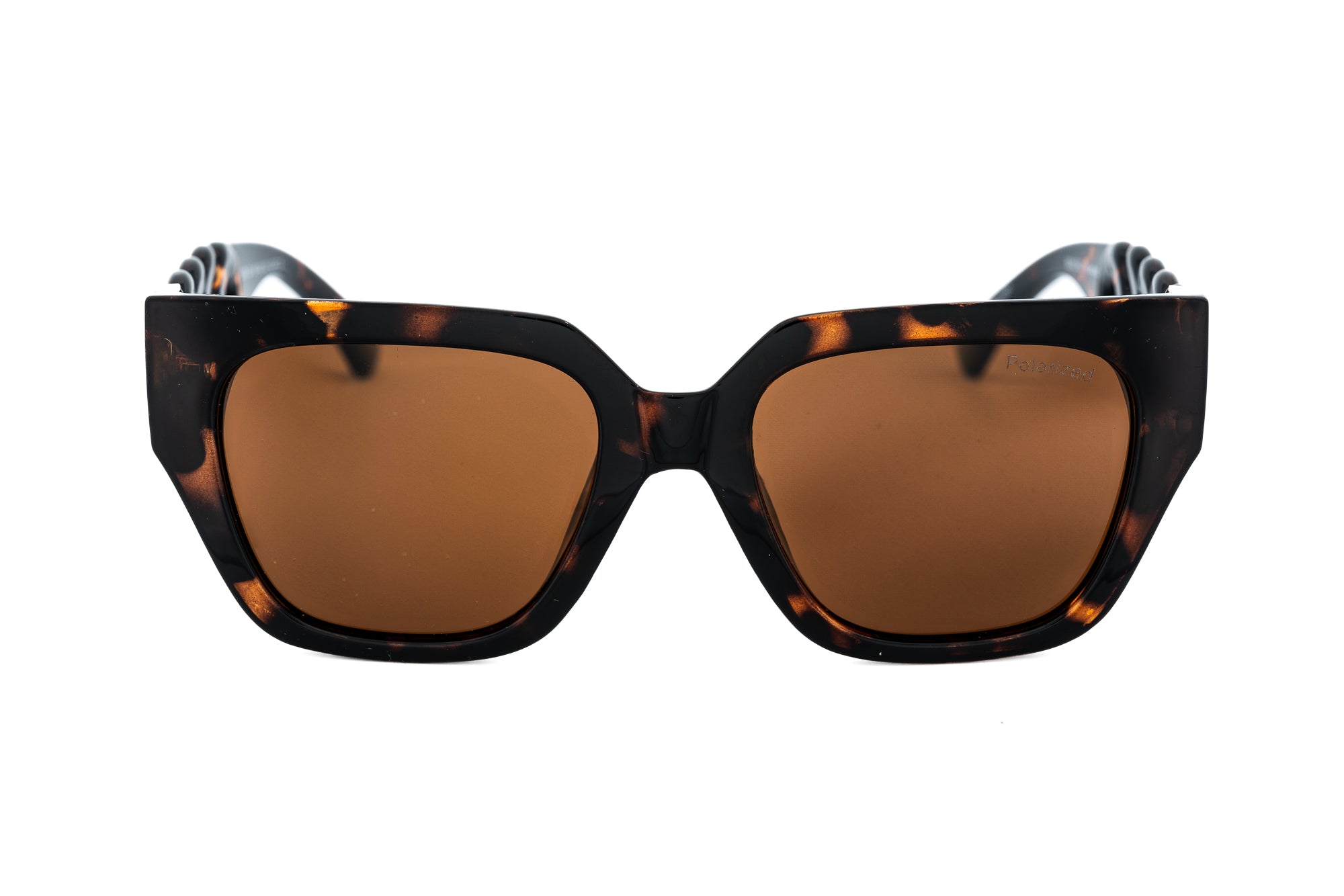 Tressana by Bolero Eyewear oversized square tortoise sunglasses with brown lenses for women front angle view