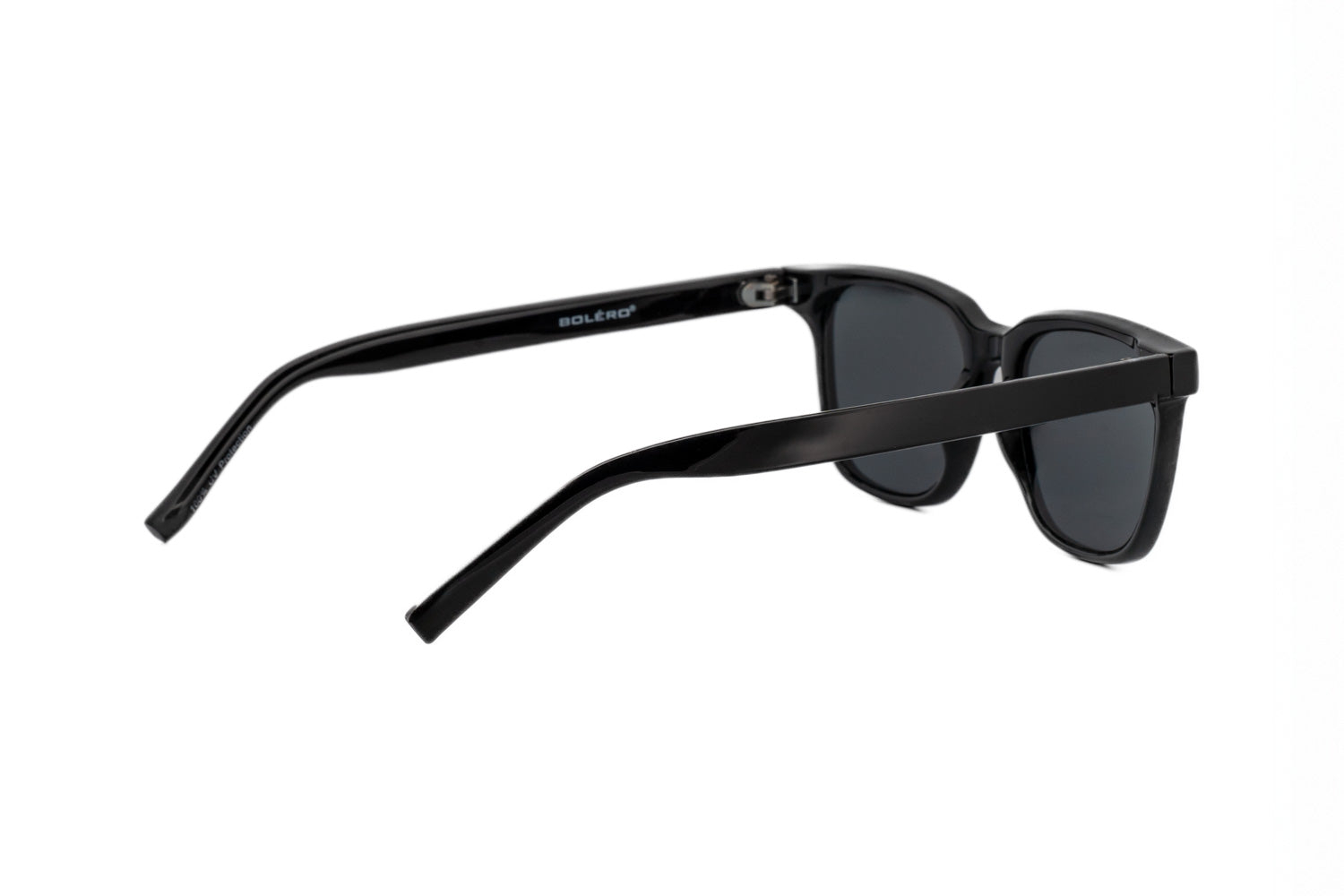 Vale by Bolero Eyewear crystal square sunglasses full black with UV protection and polarized lenses
rear three-quarter angle view