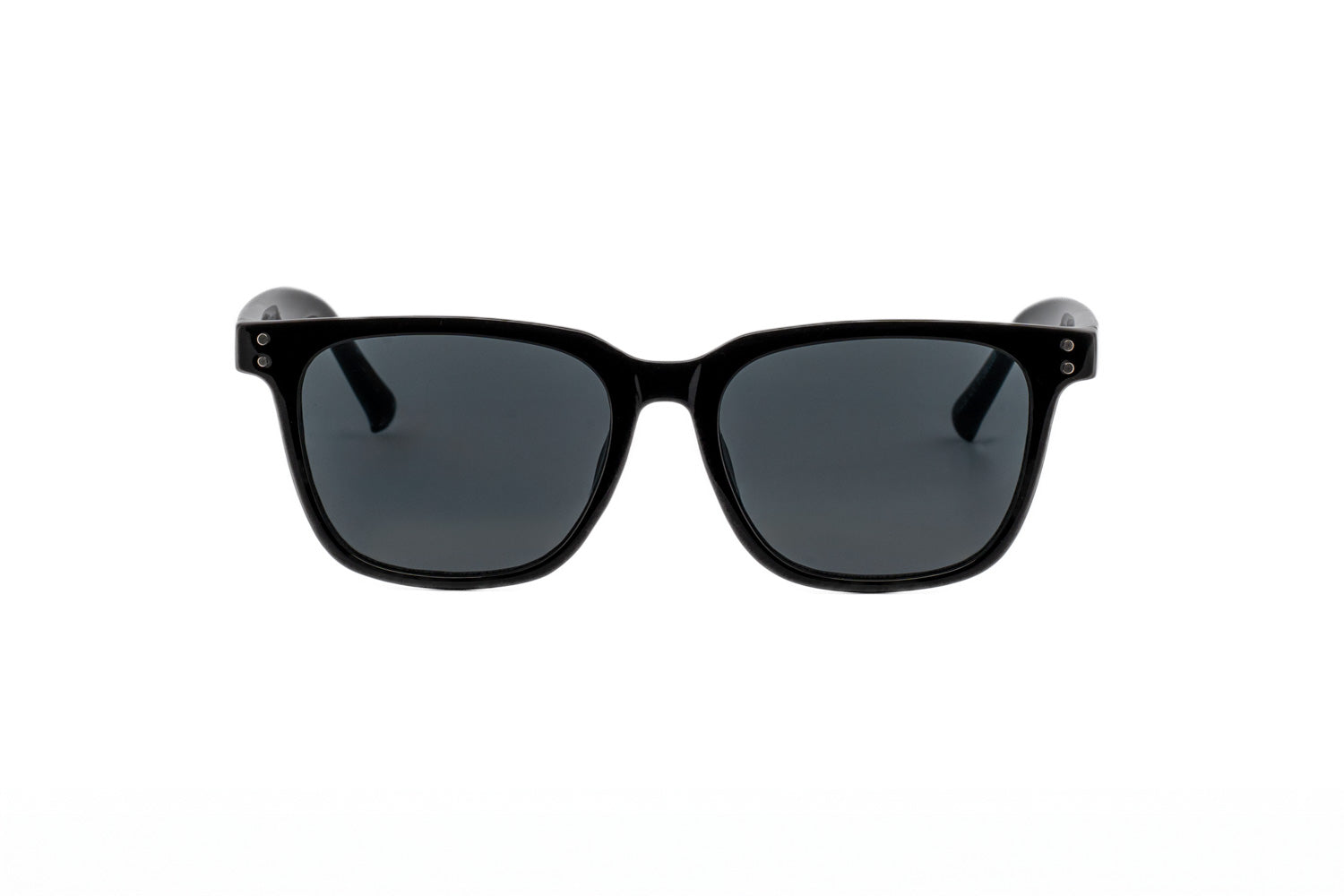 Vale by Bolero Eyewear crystal square sunglasses full black with UV protection and polarized lenses
front angle view