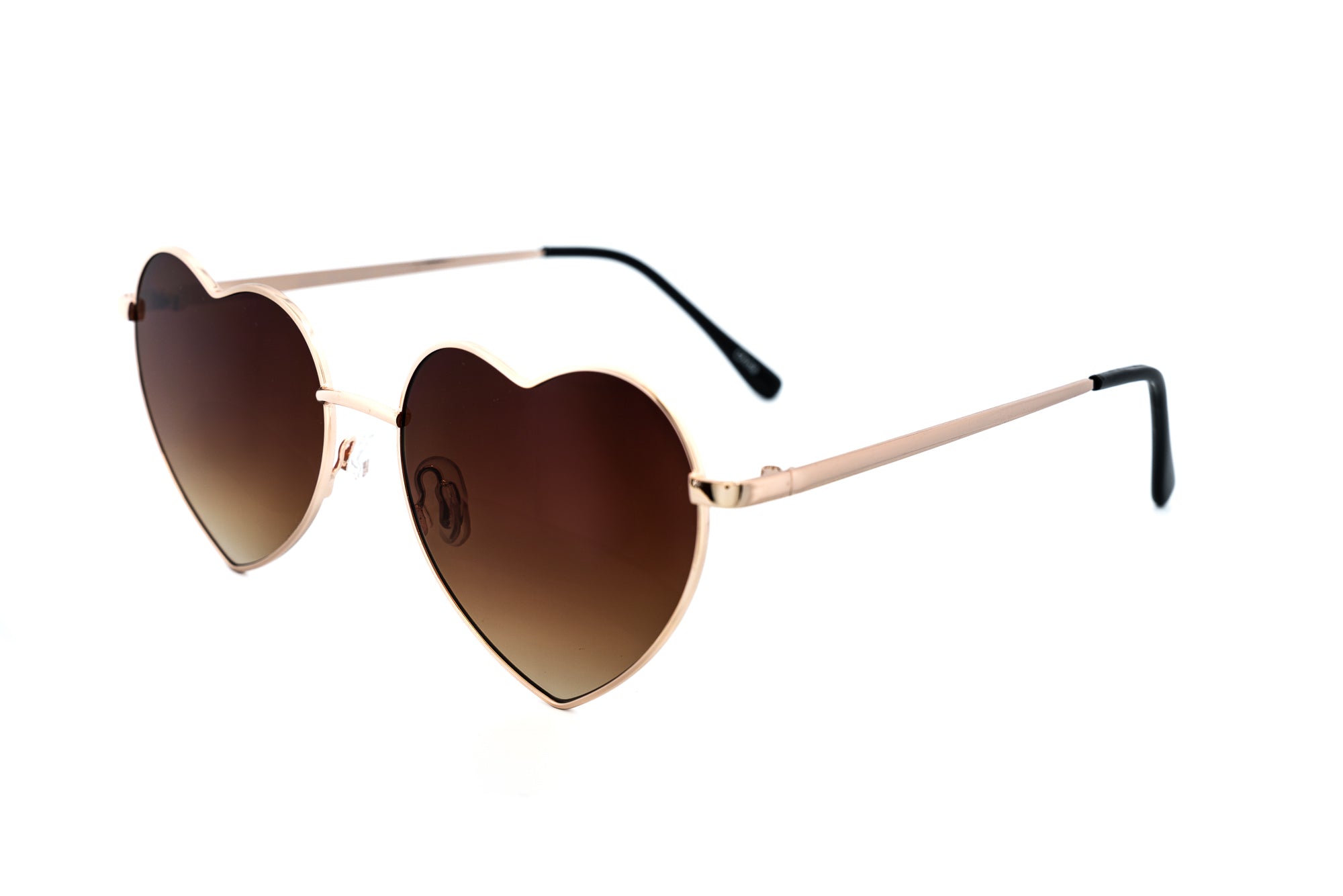 Valentina by Bolero Eyewear heart-shaped sunglasses with gold metal frame and brown gradient lenses