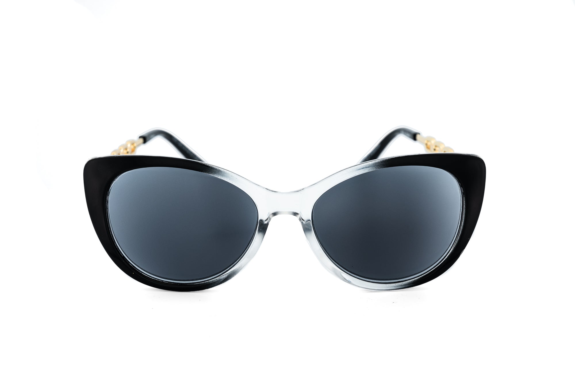 Veyona by Bolero Eyewear black-clear cat-eye sunglasses with gold-link temples