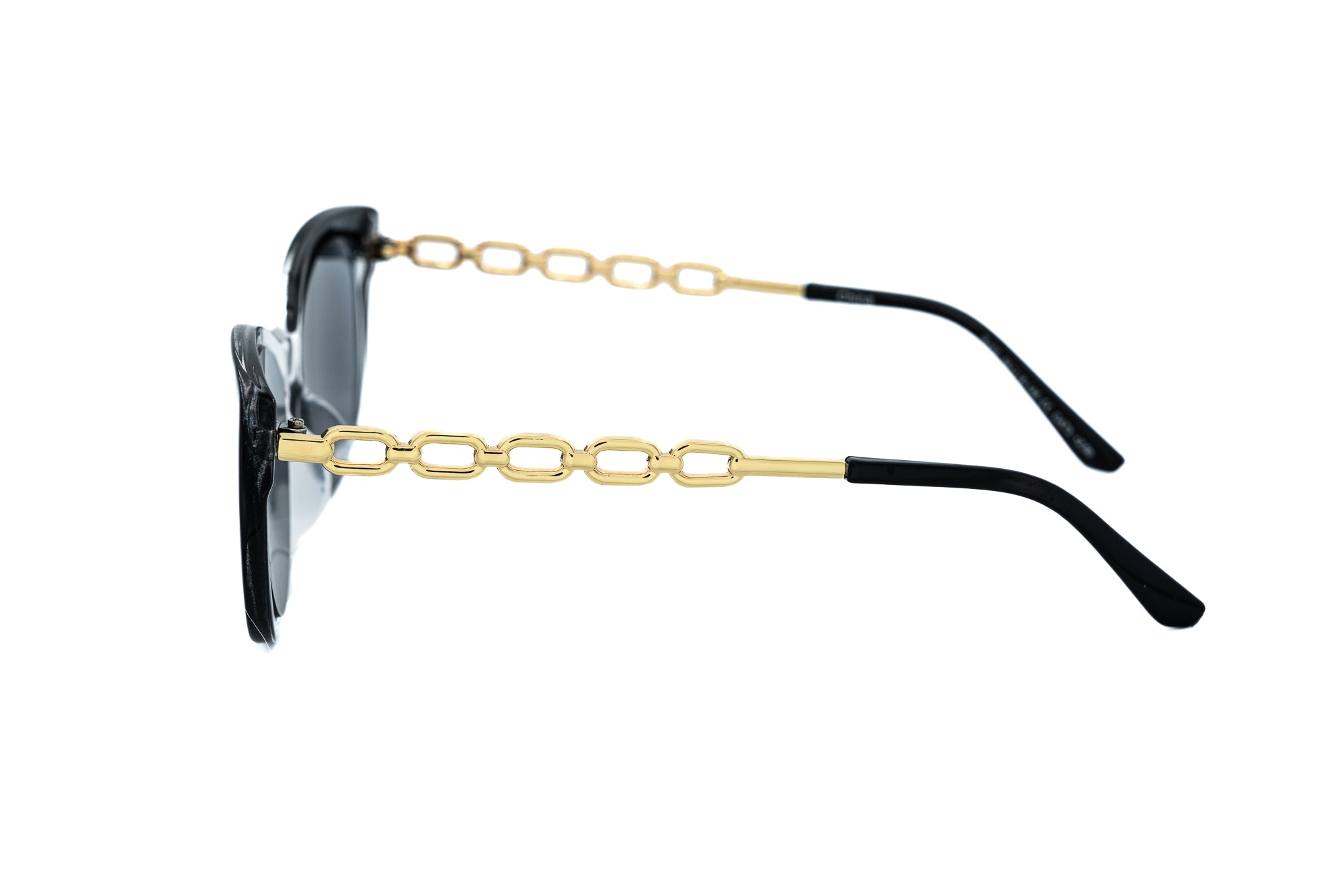 Veyona by Bolero Eyewear black-clear cat-eye sunglasses with gold-link temples