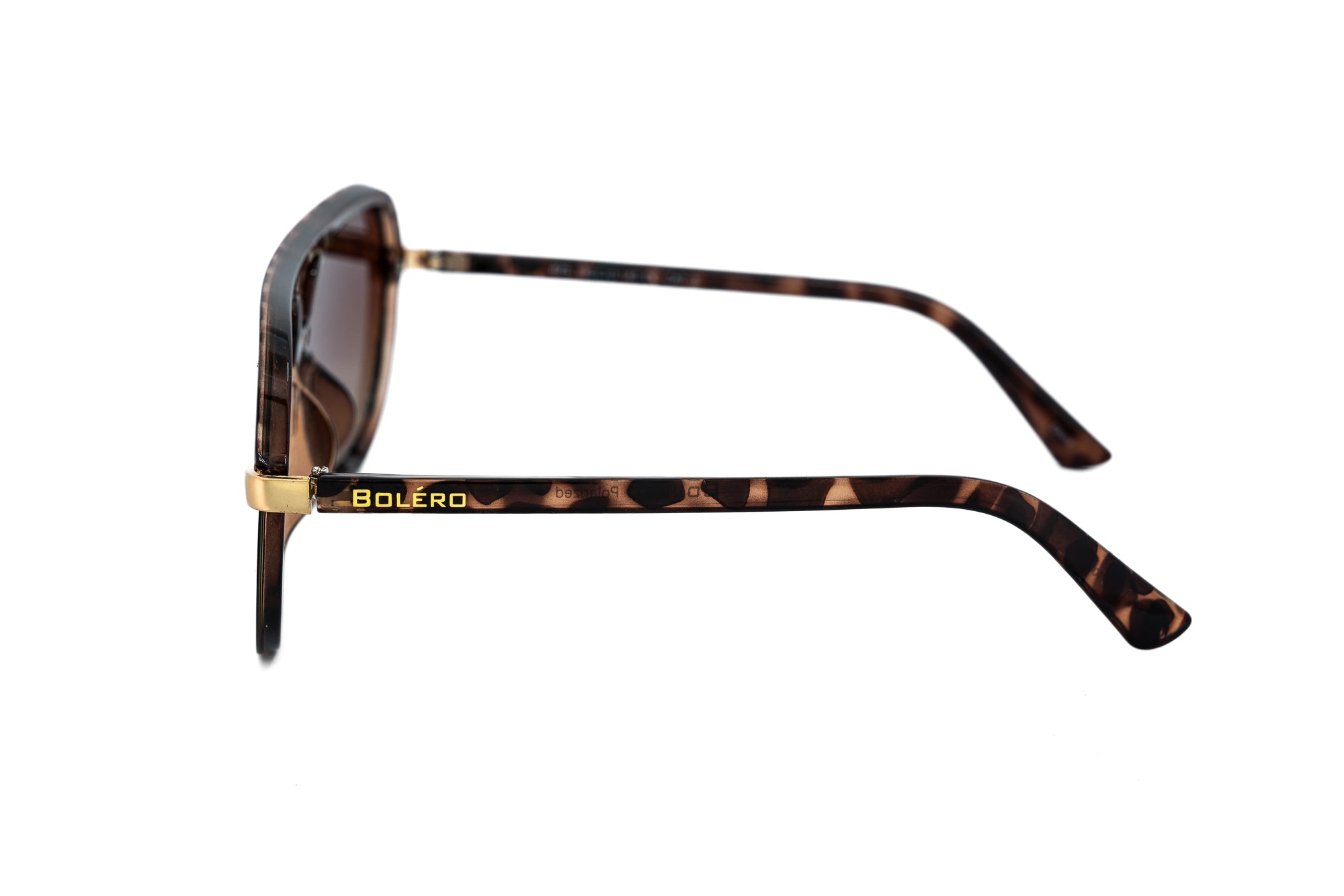 Veyro by Bolero Eyewear tortoise polarized shield sunglasses with brown gradient lenses side angle view