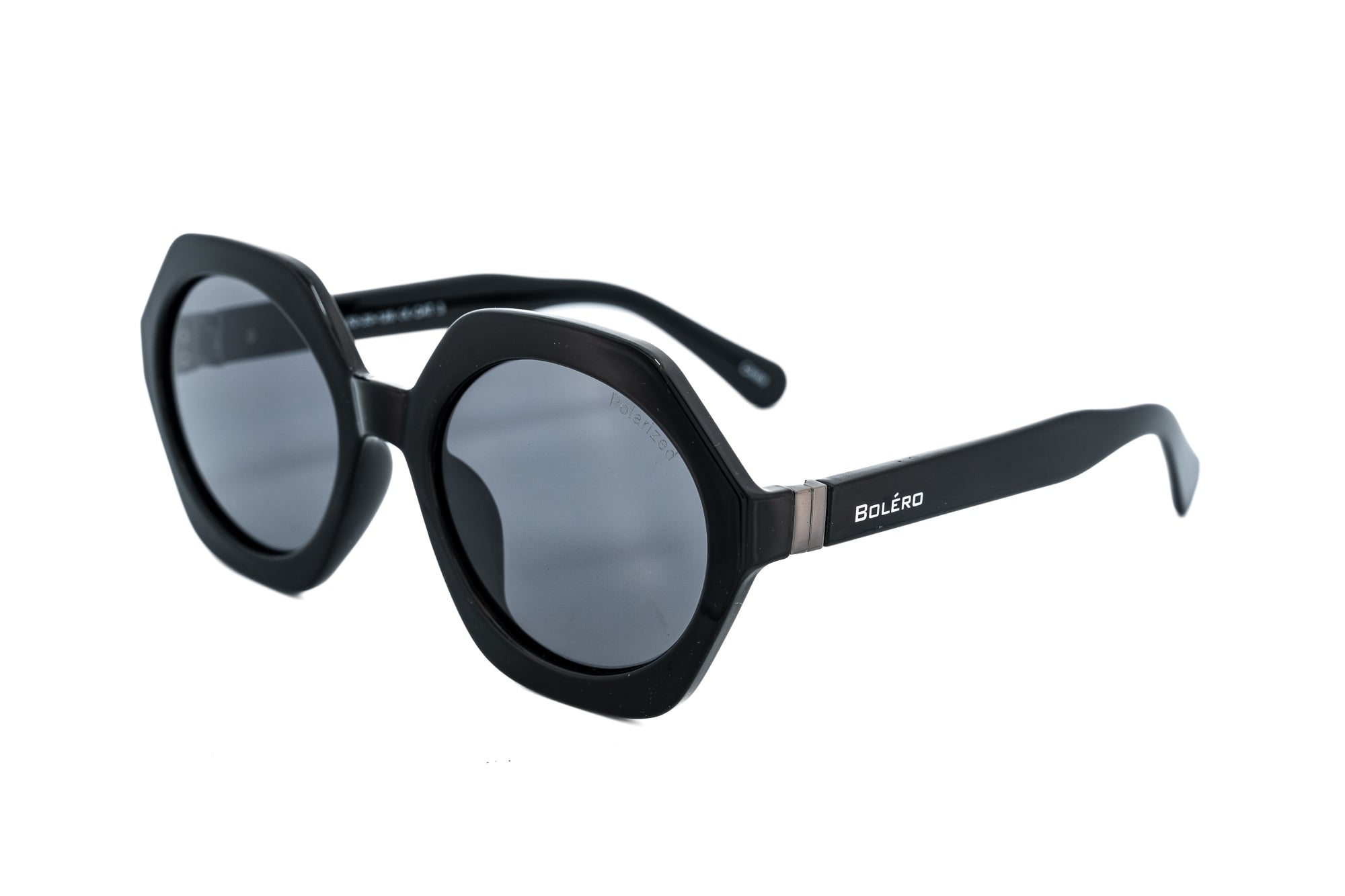 Virelle by Bolero Eyewear geometric black sunglasses with UV-protective lenses and sculpted acetate frame