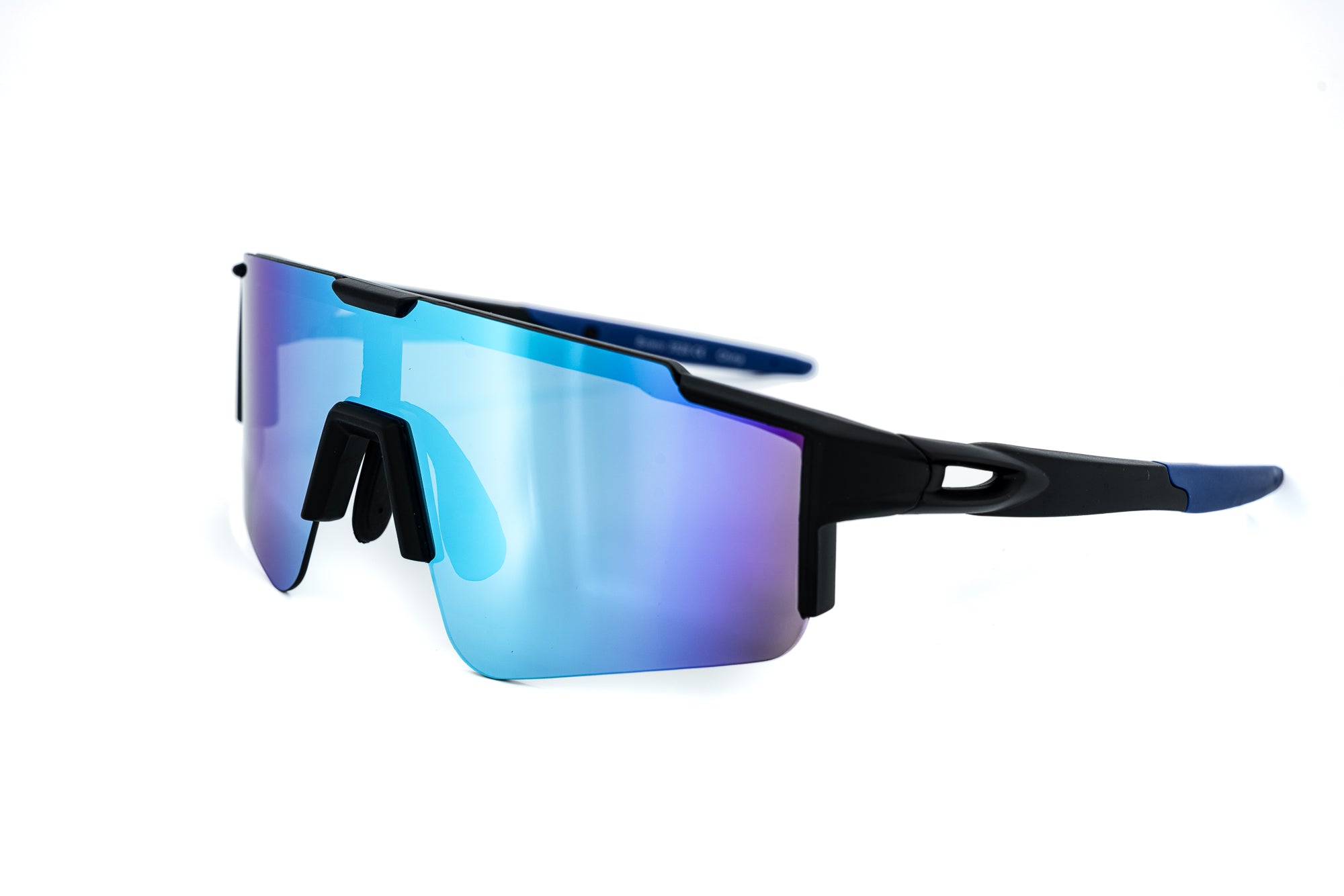 Vortek by Bolero Eyewear sports shield sunglasses with blue mirror wraparound lens