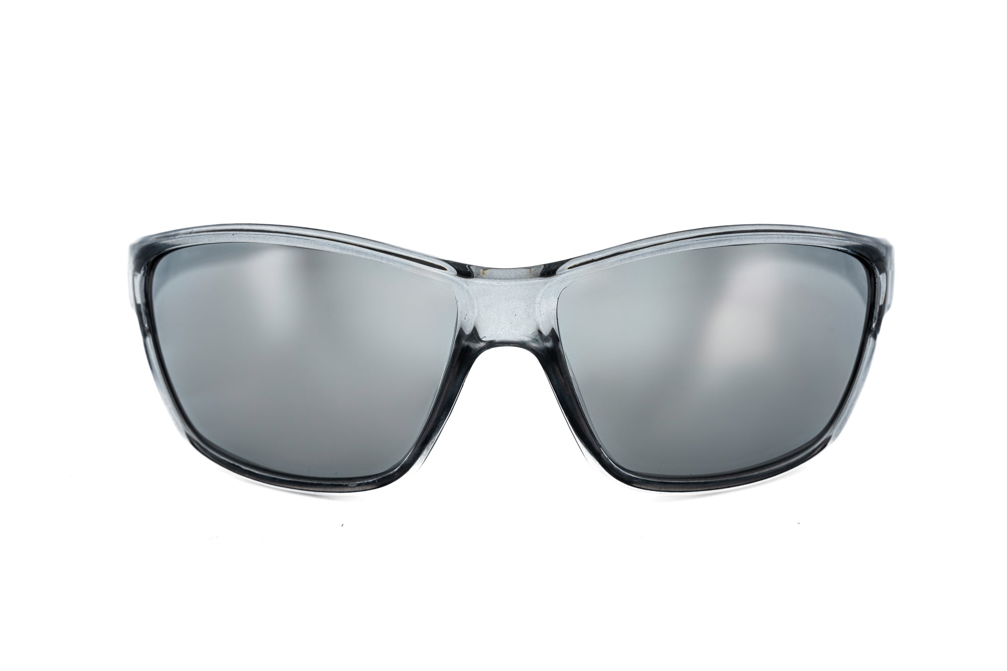 Vortex by Bolero Eyewear silver sport frame with silver mirror lens front angle view