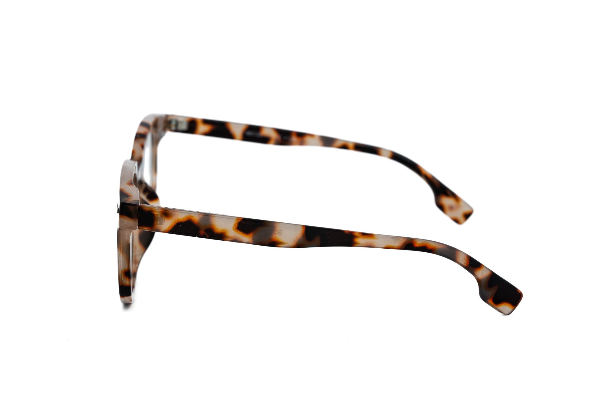 Brown tortoise Wexley reading glasses with bold square silhouette by Bolero Eyewear side angle view