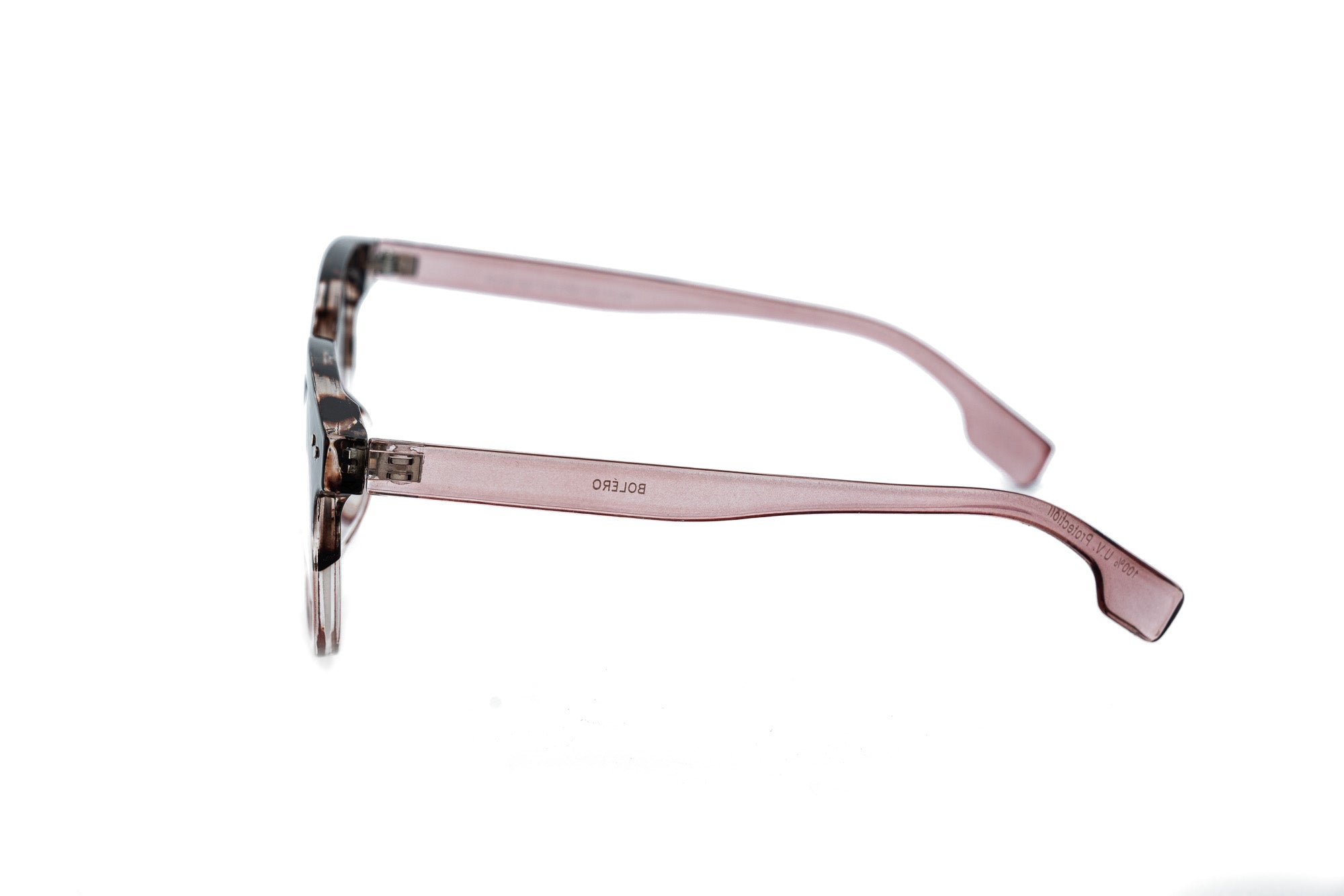 Wexley by Bolero Eyewear pink tortoise square reading glasses with polycarbonate frame side angle view