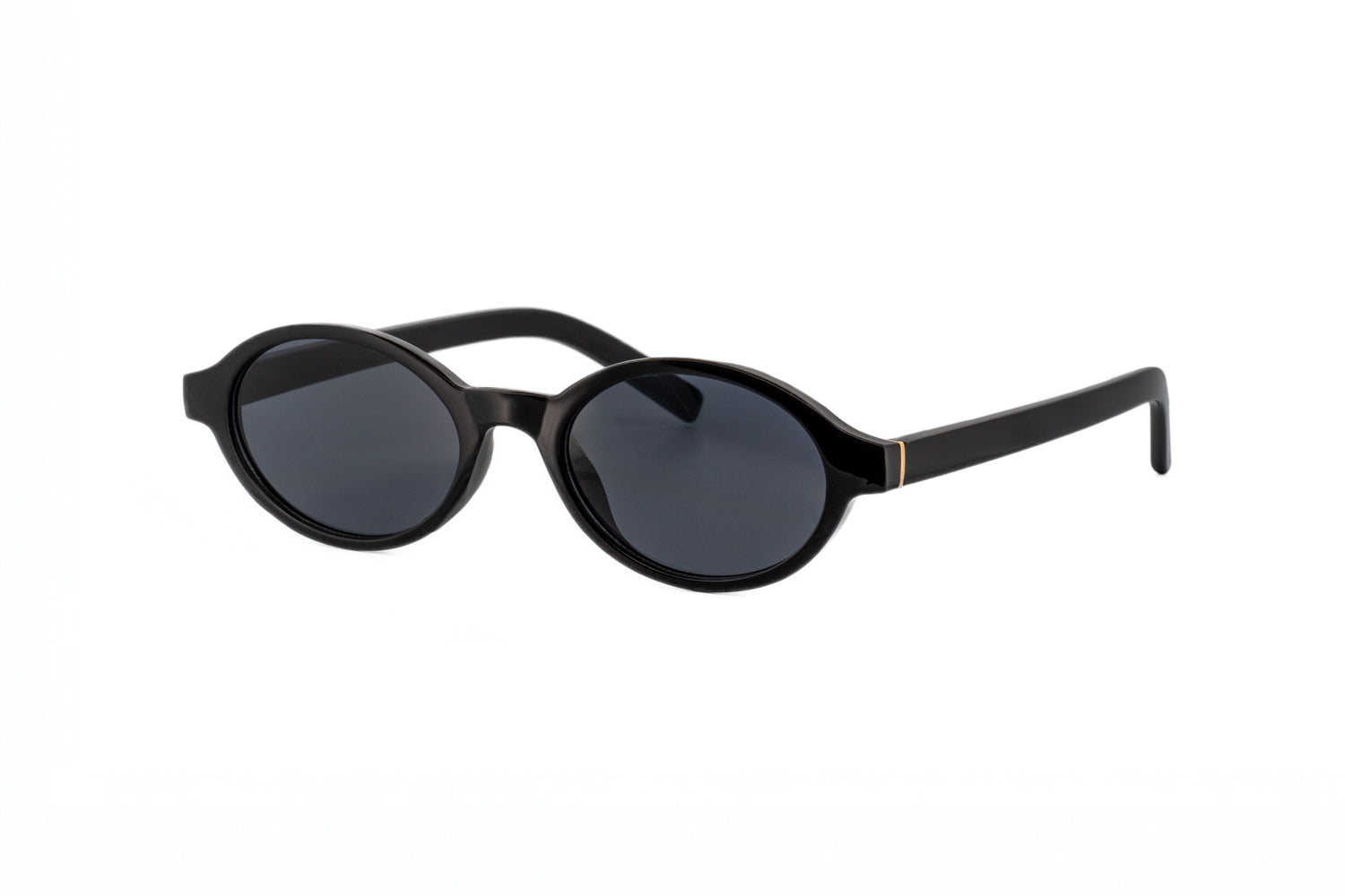Zane by Bolero Eyewear black oval sunglasses with sculpted acetate frame and smoke lenses