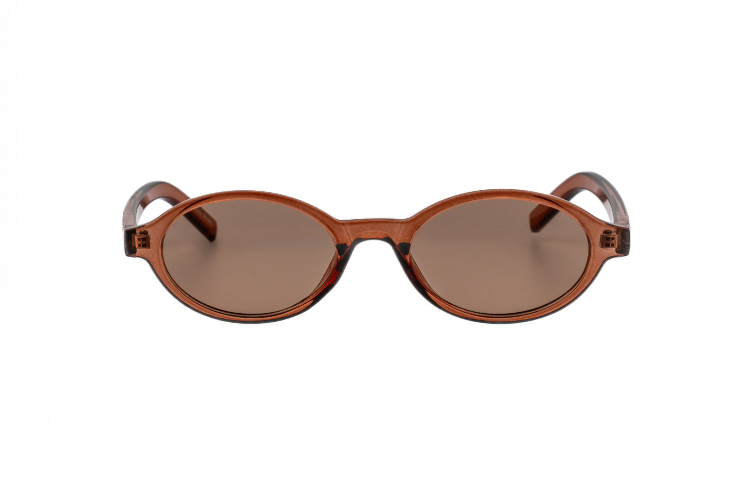 Zane by Bolero Eyewear blush oval sunglasses with smooth acetate finish and brown lenses front angle view