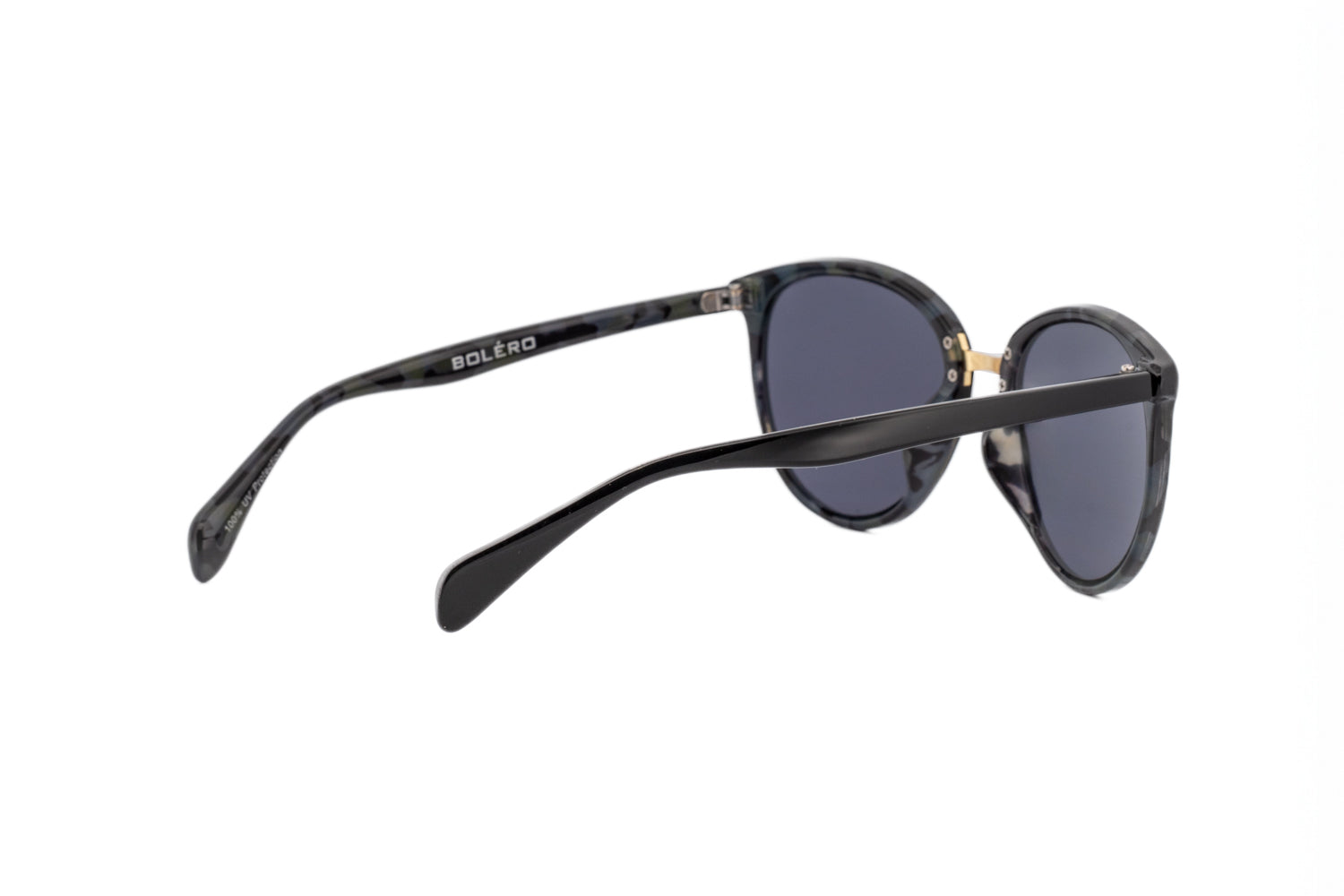 Zenya by Bolero Eyewear black cat-eye sunglasses with UV-protective lenses rear three-quarter angle view