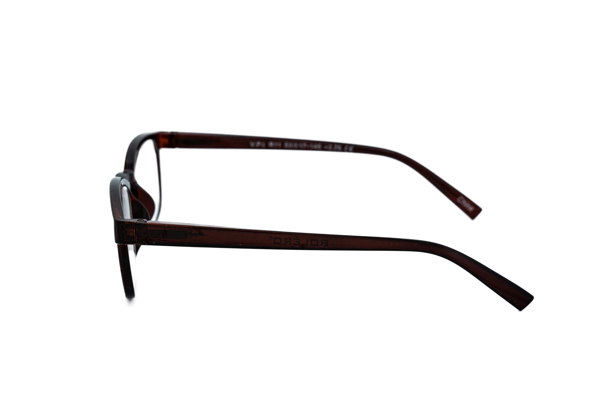 Harborford reading glasses by Bolero Eyewear brown reading glasses with lightweight rectangular design side angle view